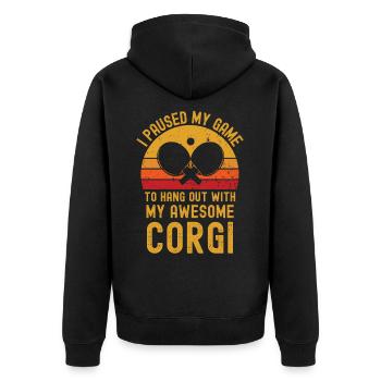 Tennis de table et corgi - Veste à capuche bio Premium Unisexe - noir - Dos - Nico (187cm)