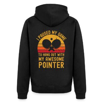 Tischtennis und Pointer - Unisex Premium Bio Zip Hoodie - Schwarz - Hinten - Nico (187cm)