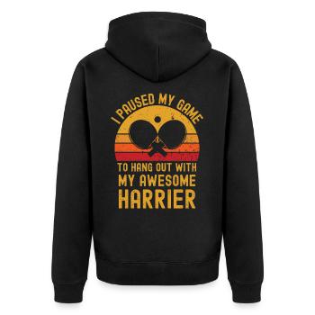 Table tennis and Harrier - Unisex Premium Organic Zip Hoodie - black - Back - Nico (187cm)