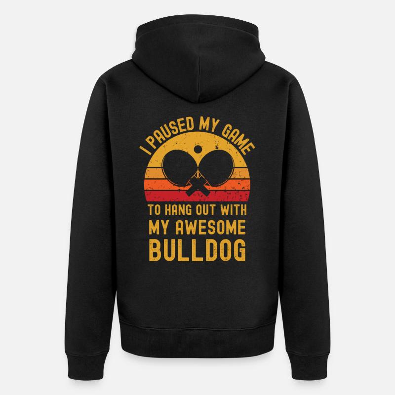Tennis de table et bouledogue - Veste à capuche bio Premium Unisexe - noir