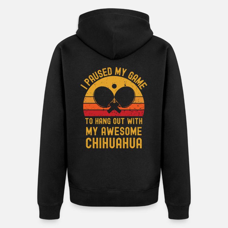 Tennis de table et Chihuahua - Veste à capuche bio Premium Unisexe - noir