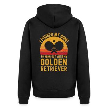 Tennis de table et golden retrievers - Veste à capuche bio Premium Unisexe - noir - Dos - Nico (187cm)