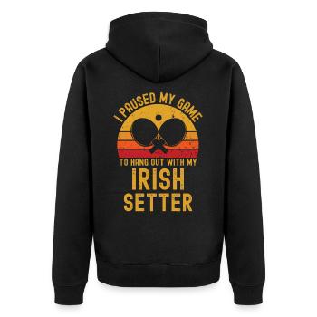 Tennis de table et Irish Setter - Veste à capuche bio Premium Unisexe - noir - Dos - Nico (187cm)