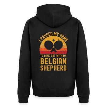 Tennis de table et berger belge - Veste à capuche bio Premium Unisexe - noir - Dos - Nico (187cm)