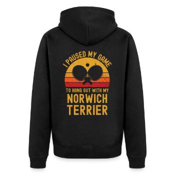 Tischtennis und Norwich-Terrier - Unisex Premium Bio Zip Hoodie - Schwarz - Hinten - Nico (187cm)