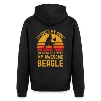 Basketball und Beagle - Unisex Premium Bio Zip Hoodie - Schwarz - Hinten - Nico (187cm)