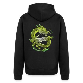 Japanese Dragon Vintage Demon Retro 101 - Unisex Premium Organic Zip Hoodie - black - Back - Nico (187cm)