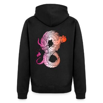 Japanese Dragon Vintage Demon Retro 103 - Unisex Premium Organic Zip Hoodie - black - Back - Nico (187cm)