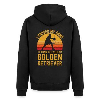 Basketball et Golden Retrievers - Veste à capuche bio Premium Unisexe - noir - Dos - Nico (187cm)