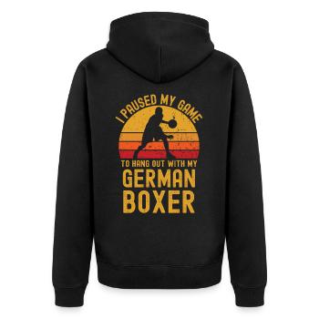 Basket-ball et boxeurs allemands - Veste à capuche bio Premium Unisexe - noir - Dos - Nico (187cm)