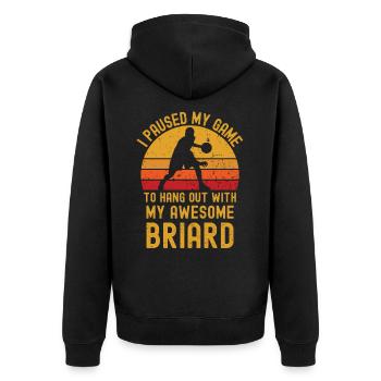 Basketball and Briard - Unisex Premium Organic Zip Hoodie - black - Back - Nico (187cm)