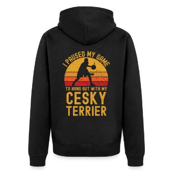 Basketball und Cesky-Terrier - Unisex Premium Bio Zip Hoodie - Schwarz - Hinten - Nico (187cm)