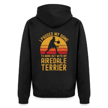 Basketball und Airedale-Terrier - Unisex Premium Bio Zip Hoodie - Schwarz - Hinten - Nico (187cm)