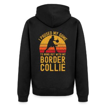 Basketball and Border Collie - Unisex Premium Organic Zip Hoodie - black - Back - Nico (187cm)