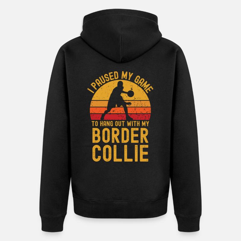 Basketball et Border Collie - Veste à capuche bio Premium Unisexe - noir