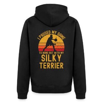 Basketball et Silky Terrier - Veste à capuche bio Premium Unisexe - noir - Dos - Nico (187cm)