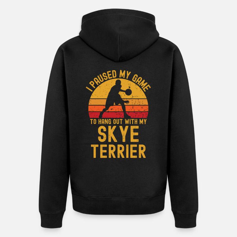 Basket-ball et Skye Terrier - Veste à capuche bio Premium Unisexe - noir