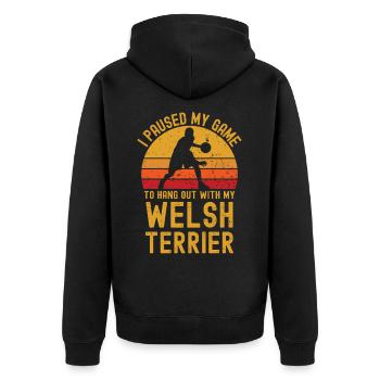 Basketball and Welsh Terrier - Unisex Premium Organic Zip Hoodie - black - Back - Nico (187cm)
