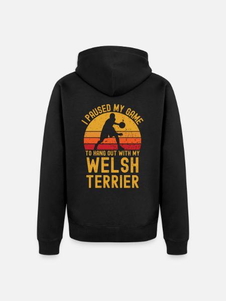 Basketball and Welsh Terrier - Unisex Premium Organic Zip Hoodie - black