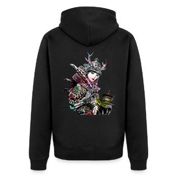 Guerrier Samouraï Guerrier Sabre Geisha Japonais 113 - Veste à capuche bio Premium Unisexe - noir - Dos - Nico (187cm)