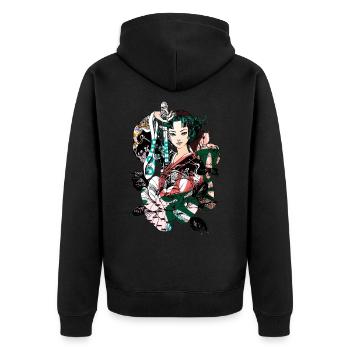 Guerrier Samouraï Sabre Geisha Japonais 114 - Veste à capuche bio Premium Unisexe - noir - Dos - Nico (187cm)
