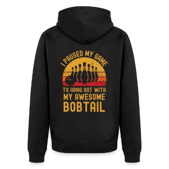 Bowling and Bobtail - Unisex Premium Organic Zip Hoodie - black - Back - Nico (187cm)
