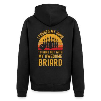 Bowling und Briard - Unisex Premium Bio Zip Hoodie - Schwarz - Hinten - Nico (187cm)