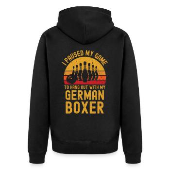 Bowling et boxeur allemand - Veste à capuche bio Premium Unisexe - noir - Dos - Nico (187cm)