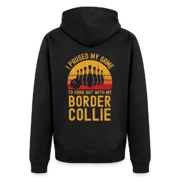 Bowling and border collie - Unisex Premium Organic Zip Hoodie - black - Back - Nico (187cm)
