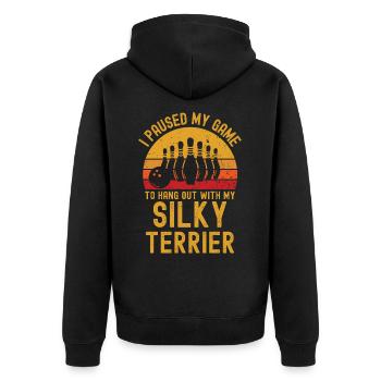 Bowling et Silky-Terrier - Veste à capuche bio Premium Unisexe - noir - Dos - Nico (187cm)
