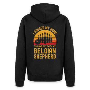 Bowling et berger belge - Veste à capuche bio Premium Unisexe - noir - Dos - Nico (187cm)