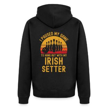 Bowling and Irish-Setter - Unisex Premium Organic Zip Hoodie - black - Back - Nico (187cm)