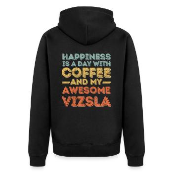 Vizsla Kaffee Hund Cafe - Unisex Premium Bio Zip Hoodie - Schwarz - Hinten - Nico (187cm)