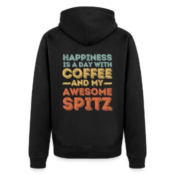 Spitz Kaffee Hund Cafe - Unisex Premium Bio Zip Hoodie - Schwarz - Hinten - Nico (187cm)