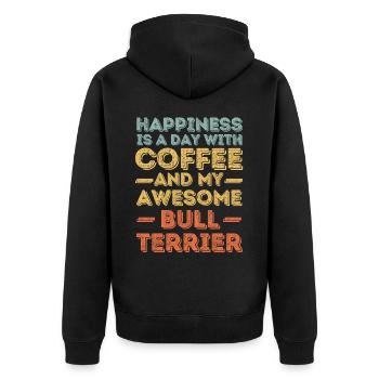 Bullterrier Kaffee Hund Cafe - Unisex Premium Bio Zip Hoodie - Schwarz - Hinten - Nico (187cm)