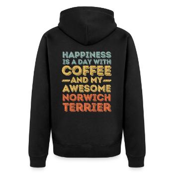 Norwich-Terrier Kaffee Hund Cafe - Unisex Premium Bio Zip Hoodie - Schwarz - Hinten - Nico (187cm)