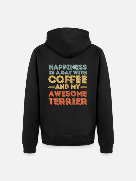 Terrier Kaffee Hund Cafe - Unisex Premium Bio Zip Hoodie - Schwarz