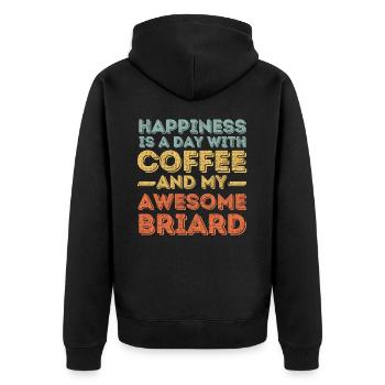 Briard Kaffee Hund Cafe - Unisex Premium Bio Zip Hoodie - Schwarz - Hinten - Nico (187cm)