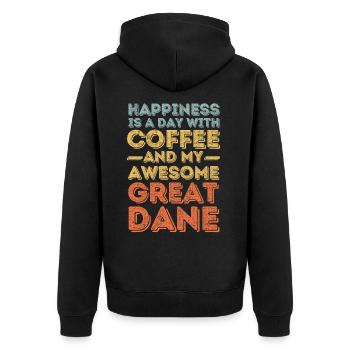 Deutsche-Dogge Kaffee Hund Cafe - Unisex Premium Bio Zip Hoodie - Schwarz - Hinten - Nico (187cm)