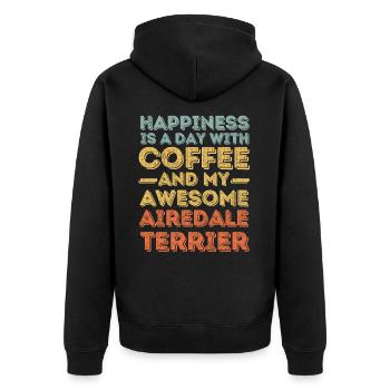 Airedale-Terrier Kaffee Hund Cafe - Unisex Premium Bio Zip Hoodie - Schwarz - Hinten - Nico (187cm)