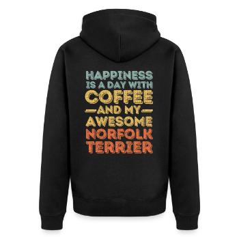 Norfolk-Terrier Kaffee Hund Cafe - Unisex Premium Bio Zip Hoodie - Schwarz - Hinten - Nico (187cm)