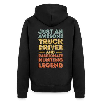LKW-Fahrer Jagen retro - Unisex Premium Bio Zip Hoodie - Schwarz - Hinten - Nico (187cm)
