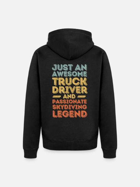 Truck driver skydiving retro - Unisex Premium Organic Zip Hoodie - black