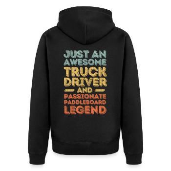 LKW-Fahrer Paddleboard retro - Unisex Premium Bio Zip Hoodie - Schwarz - Hinten - Nico (187cm)