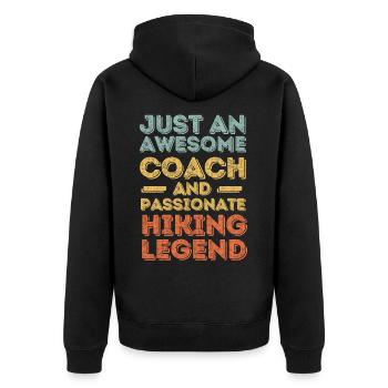 Trainer Wandern retro - Unisex Premium Bio Zip Hoodie - Schwarz - Hinten - Nico (187cm)