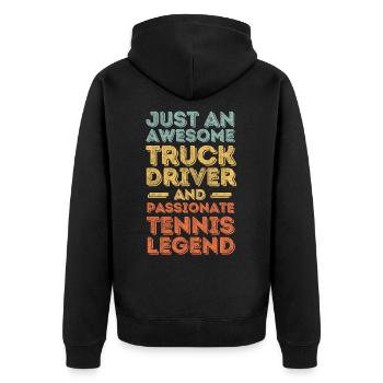 Chauffeur de camion Tennis rétro - Veste à capuche bio Premium Unisexe - noir - Dos - Nico (187cm)