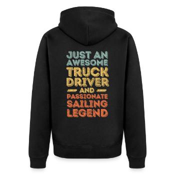 Chauffeur de camion naviguant rétro - Veste à capuche bio Premium Unisexe - noir - Dos - Nico (187cm)
