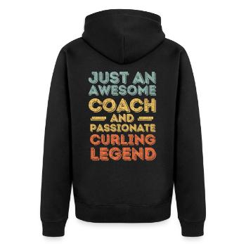 Trainer Curling retro - Unisex Premium Organic Zip Hoodie - black - Back - Nico (187cm)