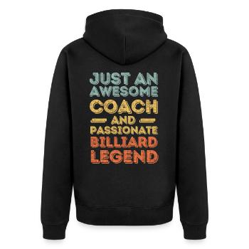 Trainer Billard retro - Unisex Premium Bio Zip Hoodie - Schwarz - Hinten - Nico (187cm)