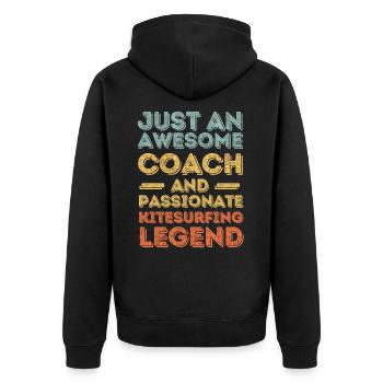 Trainer Kitesurfing retro - Unisex Premium Organic Zip Hoodie - black - Back - Nico (187cm)